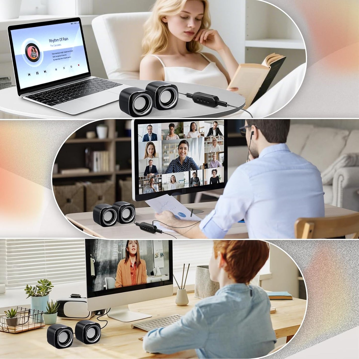 Bluetooth Computer Speakers for Desktop PC – USB Powered Mini 3.5mm AUX Speakers for PC, Laptop, Tablet | Compact and Portable Sound System