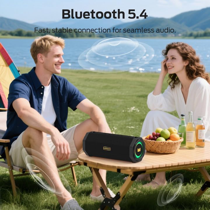 Monster S200 Wireless Bluetooth Speaker – 50W Stereo Sound, Dual Bass, 24H Playtime, IPX6 Waterproof, Bluetooth 5.4 Portable Speaker