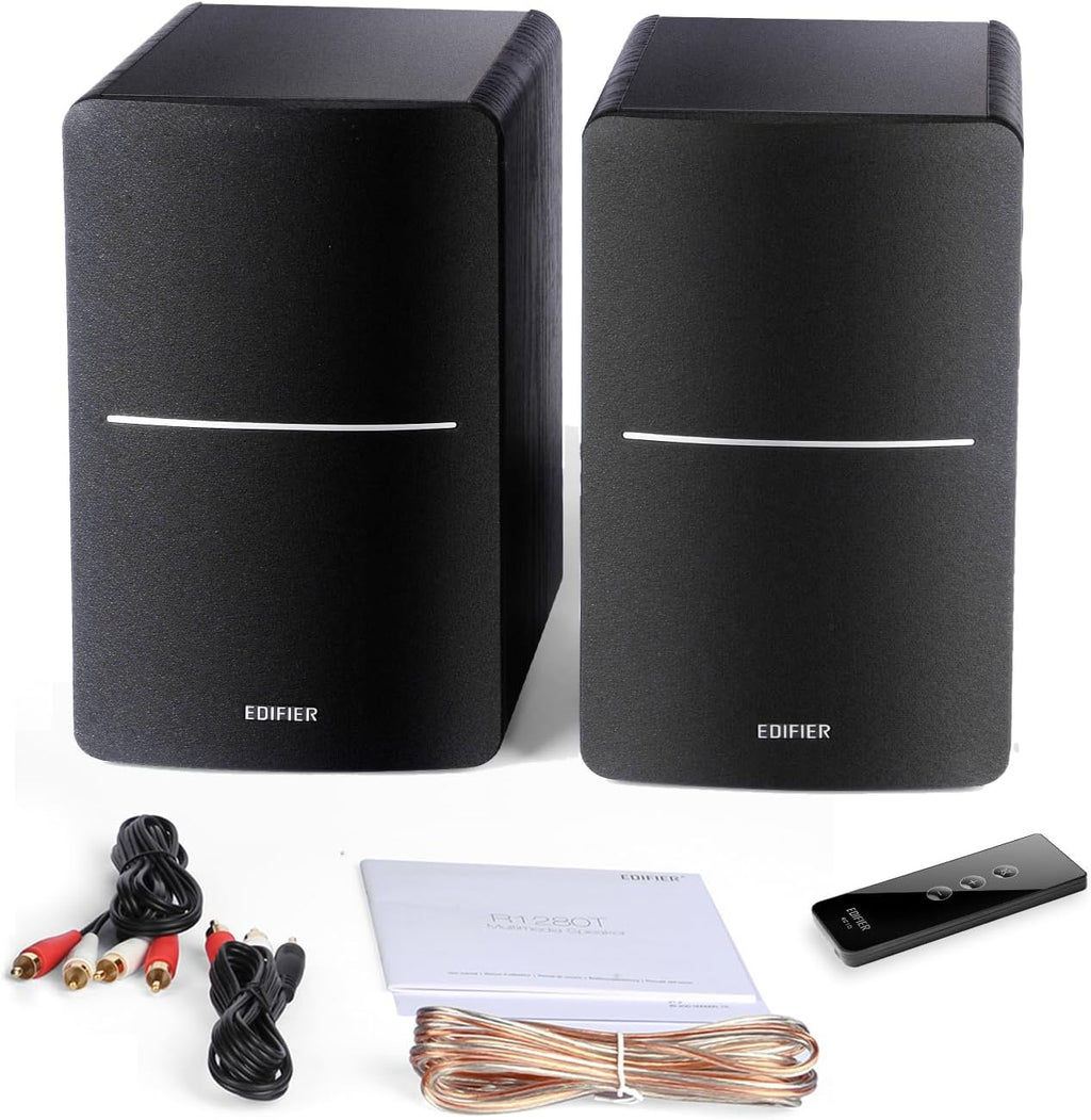 Edifier R1280T Powered Bookshelf Speakers – 2.0 Active Near Field Studio Monitors, 42W RMS