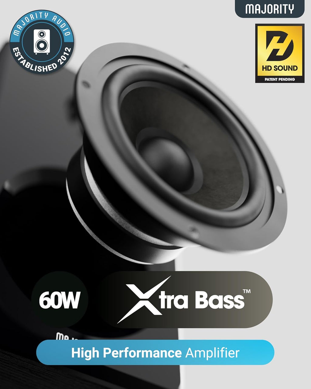 Majority D40 Powered Active Bookshelf Speakers – 2.0 Channel HiFi Stereo Sound, Bluetooth, Optical, RCA, USB, Aux Inputs, Digital Controls, Amplified Studio Speakers