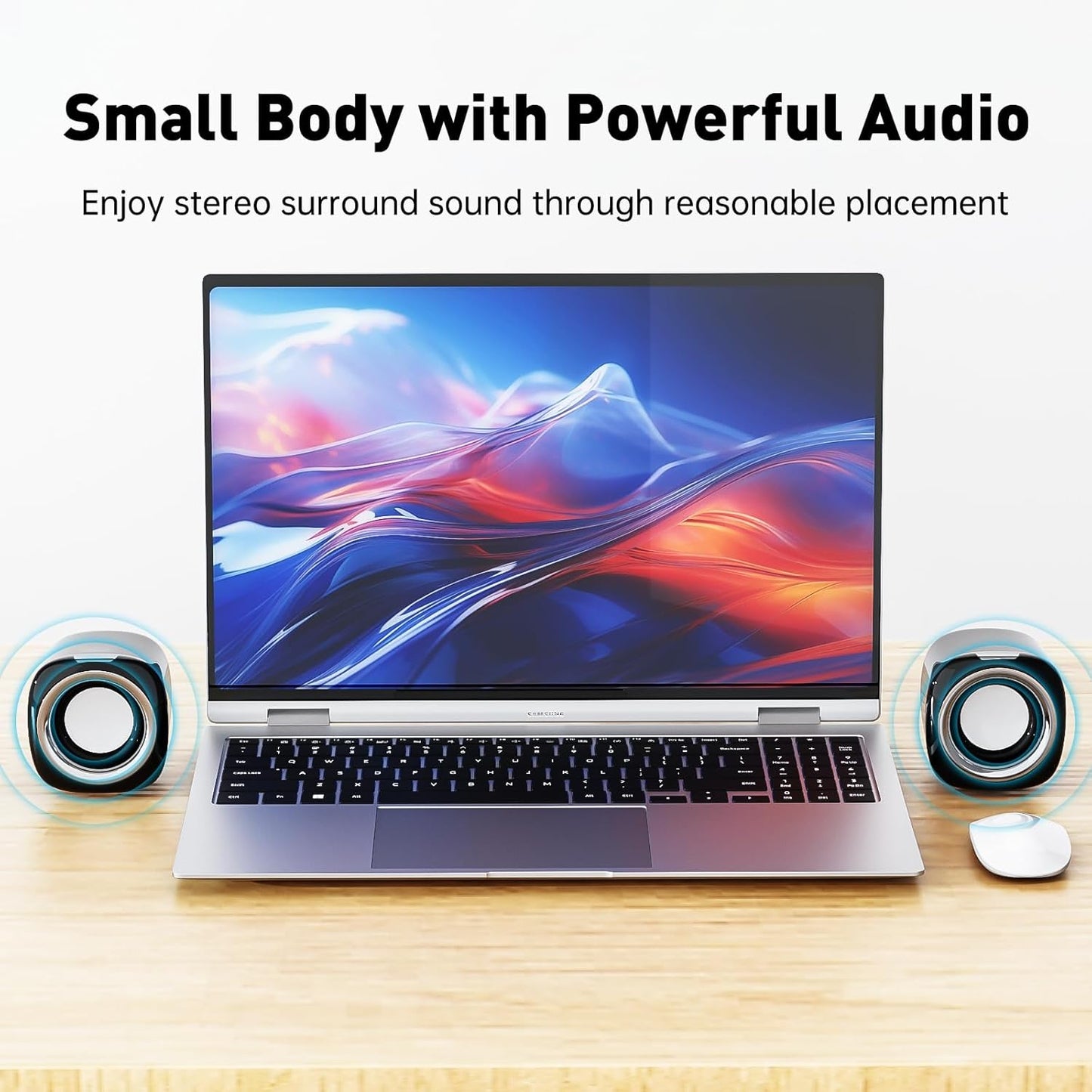 Bluetooth Computer Speakers for Desktop PC – USB Powered Mini 3.5mm AUX Speakers for PC, Laptop, Tablet | Compact and Portable Sound System
