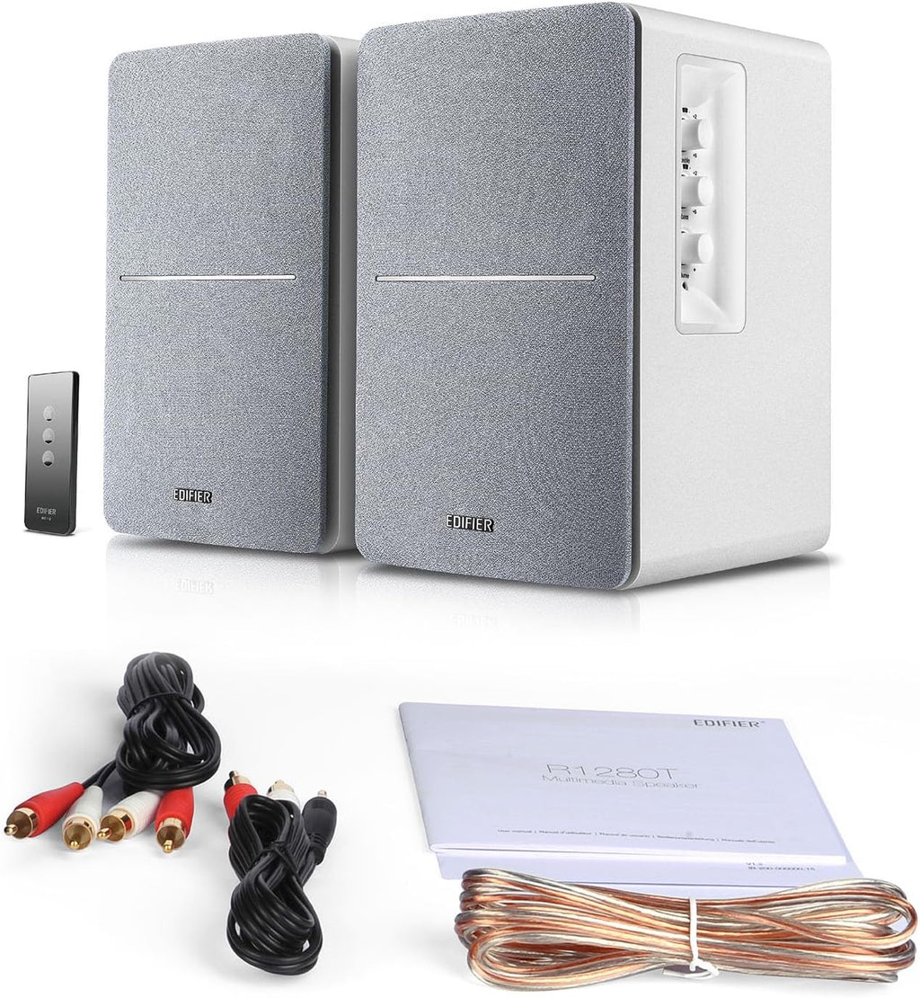 Edifier R1280T Powered Bookshelf Speakers – 2.0 Active Near Field Studio Monitors, 42W RMS