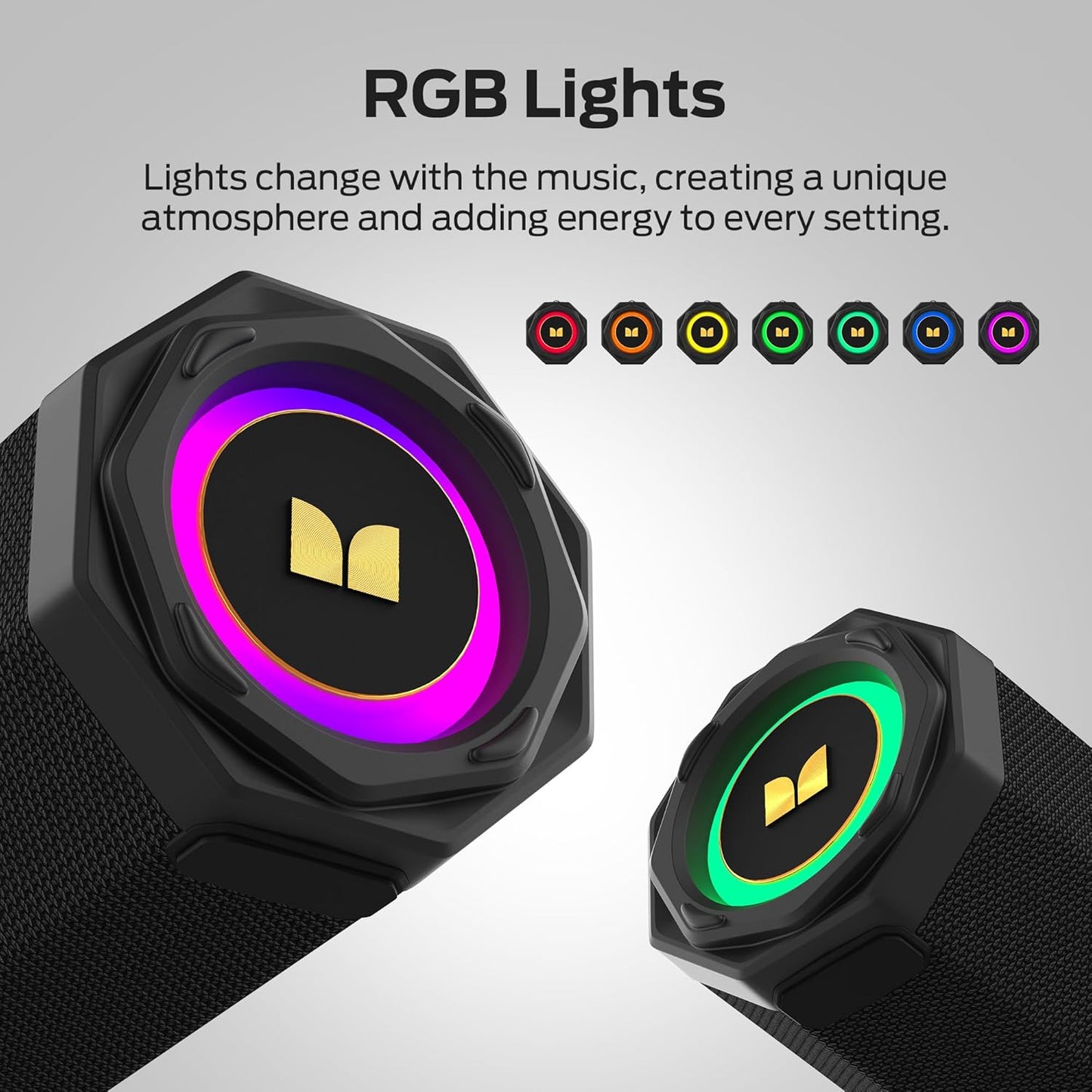 Monster S200 Wireless Bluetooth Speaker – 50W Stereo Sound, Dual Bass, 24H Playtime, IPX6 Waterproof, Bluetooth 5.4 Portable Speaker