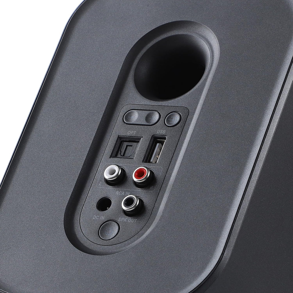 AIYIMA S400 80W Active Bookshelf Speakers with Bluetooth, Optical, RCA, USB Input, Woofer & Horn Tweeter – 2.0 Channel Home Audio for TV, with Remote Control