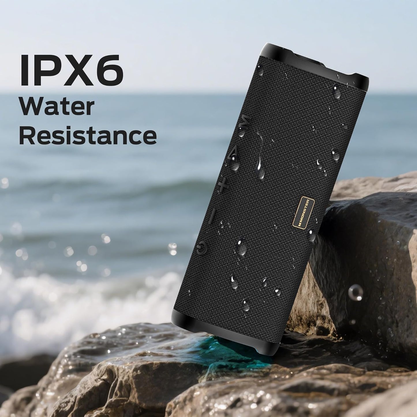 Monster Prism Portable Bluetooth Speaker – 20W Stereo Sound, IPX6 Waterproof, 24H Playtime, Bluetooth 6.0, TWS Wireless Speaker