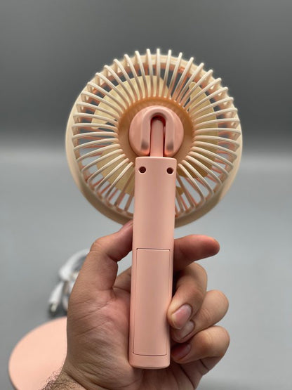 Mini Portable Electric Fan For Students, Dorm Room – Usb Rechargeable, Quiet Desktop Fan – Compact Volcanic Ash Design – ( Random Color )