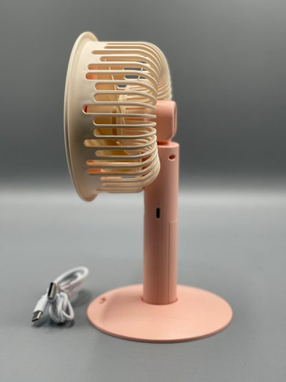 Mini Portable Electric Fan For Students, Dorm Room – Usb Rechargeable, Quiet Desktop Fan – Compact Volcanic Ash Design – ( Random Color )